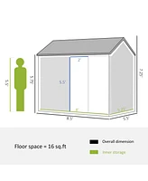 Outsunny 8' x 6' Metal Garden Storage Shed W/ Doors Windows & Vents,