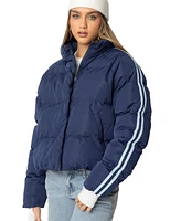 Edikted Womens Sherry Side Striped Puffer Jacket