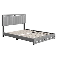 Boyd Sleep Belle Upholstered Platform Bed with Headboard, Mattress Foundation with Strong 14 Wood Slat Supports