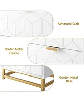 gaomon 3 Drawer Dresser for Bedroom, Wood Chest of Drawers with Metal Legs, Modern Storage Dresser Chest Cabinet Organizer, Large Dresser for Hallway