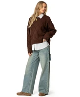 Edikted Women's Cass Oversized Textured Knit Sweater