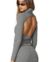 Edikted Women's Leana Striped Turtle Neck Top