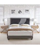Bree Pu Leather Upholstered Platform Bed Frame with Adjustable Headboard