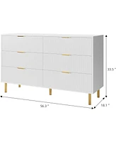 gaomon 6 Drawer Dresser for Bedroom, 56” Wide Wood Dresser Organizer with Metal Legs, Modern Chest of Drawers for Bedroom, Hallway