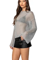 Edikted Women's Drop Shoulder Sheer Knit Sweater