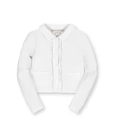 Hope & Henry Girls' Organic Long Sleeve Scallop Detail Cardigan Sweater, Kids