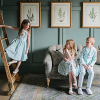 Hope & Henry Little Girls Heirloom Organic Round Collar Sateen Party Dress with Embroidered Sash