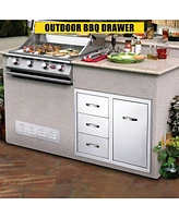 gaomon Outdoor Kitchen Drawer Combo 28''W x 20''H x 20''D, Bbq Access Door Drawers Combo with Stainless Steel, Outdoor Kitchen Trash Drawer for Bbq Gr