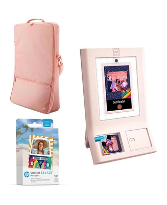 Hp Sprocket Photobooth 3x4 Photo Printer, Bundle with Zink Paper (100 Sheets) & Carrying Case