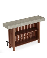 Tribesigns 63-Inch Large Home Bar Unit, Modern 2-Tier Bar Table with Footrest, Corner Mini Coffee Bar Cabinet for Home Kitchen Pub, Dining Room, Livin