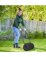 Outsunny Durhand 38L Heavy Duty Push/Tow Poly Lawn Roller, U-handle Garden Roller