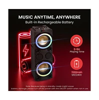 Pyle 10" Portable Bluetooth Pa Karaoke Speaker System with Led Lights, Usb/Sd/Remote Control & Rechargeable Battery