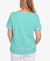 Alfred Dunner Petite Classics Owl Knit Striped T-Shirt