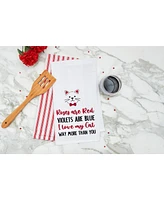 C&F Home Valentine's Day "I Love My Cat" Whiskers Embroidered Flour Sack Kitchen Dishtowel