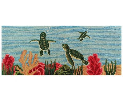 Liora Manne' Frontporch Swimming Baby Turtles 2'x5' Runner Area Rug