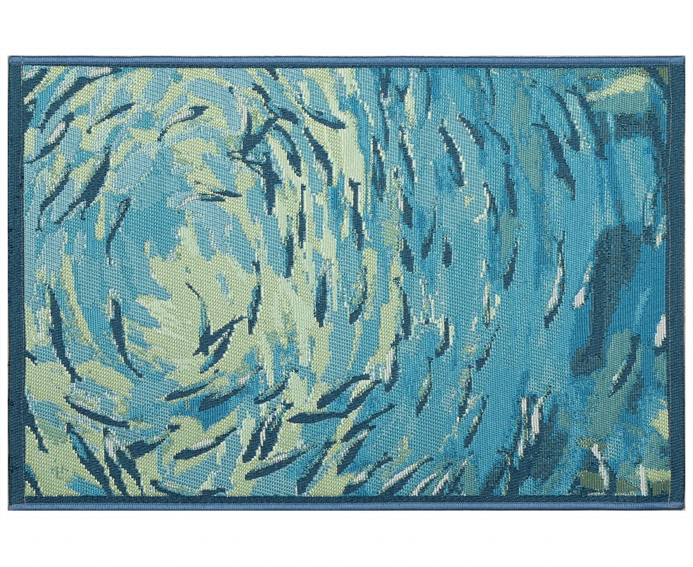 Liora Manne' Esencia Fish to Go Blue 2'x2'10" Area Rug