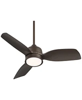 Casa Vieja 36" Verdin Modern Indoor Outdoor Ceiling Fan 3 Blade Led Light Remote Control Emperial Bronze Finish Brown Blades Bedroom Living Room Kitch