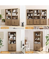gaomon Farmhouse Bookshelf With Storage,70.87''Tall Modern 5-Tiers Storage Bookcase