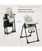 Gouun 4-in-1 Baby High Chair with 6 Adjustable Heights