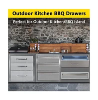 gaomon Outdoor Kitchen Drawer, 3-Layers Stainless Steel 18"x23"x23" Enclosed Built-in Flush Mount Outdoor Kitchen Access Drawer