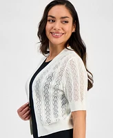 Robbie Bee Petite Knit Short-Sleeve Open-Front Shrug