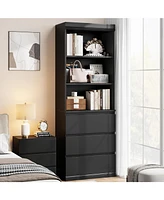 gaomon Bookcase with Drawers 70.27 Inches Tall Bookshelf Farmhouse Bookcases