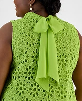 Robbie Bee Plus Mock-Neck Sleeveless Lace Shift Dress