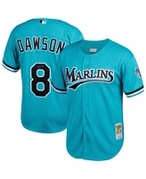 Mitchell & Ness Men's Andre Dawson Teal Florida Marlins Cooperstown Collection Mesh Batting Practice Button-Up Jersey