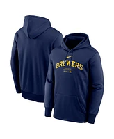 Nike Men's Navy Milwaukee Brewers Authentic Collection Practice Performance Pullover Hoodie