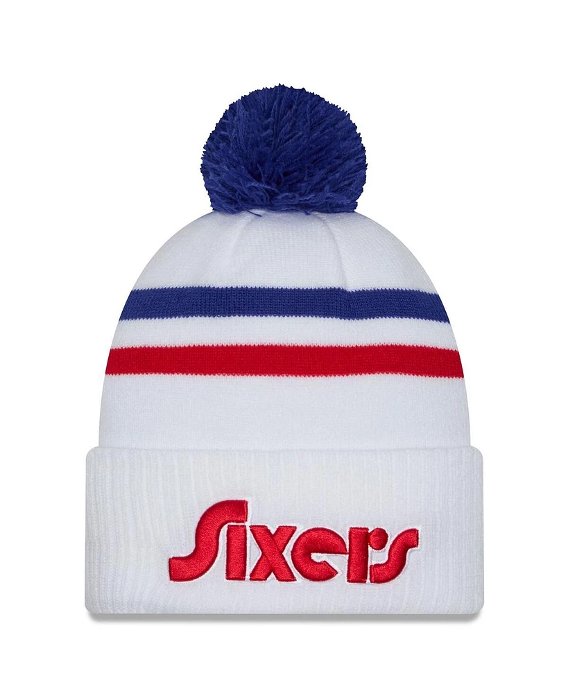 New Era Men's White Philadelphia 76ers 2024/25 City Edition Cuffed Knit Hat with Pom