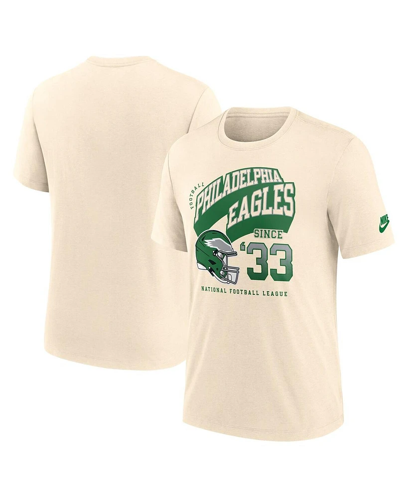 Nike Men's Natural Philadelphia Eagles Rewind Tri-Blend T-Shirt