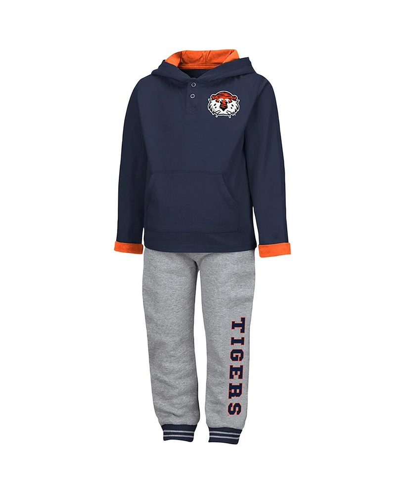 Colosseum Toddler Navy/Heather Gray Auburn Tigers Poppies Hoodie Sweatpants Set