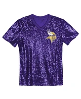 Outerstuff Big Girls Justin Jefferson Purple Minnesota Vikings Sequin V-Neck Fashion Jersey