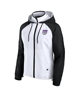 Fanatics Women's White/Black Sacramento Kings Anorak Raglan Full-Zip Hoodie Jacket