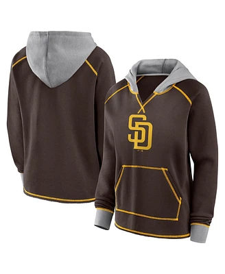 Fanatics Women's Brown San Diego Padres Boom Fleece Pullover V-Neck Hoodie