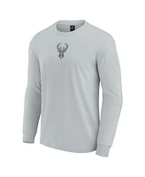 Fanatics Men's Gray Milwaukee Bucks Elements Strive Long Sleeve T-Shirt