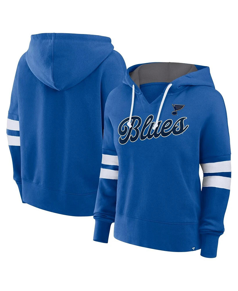 Fanatics Women's Blue St. Louis Blues Seize Fleece Pullover Hoodie