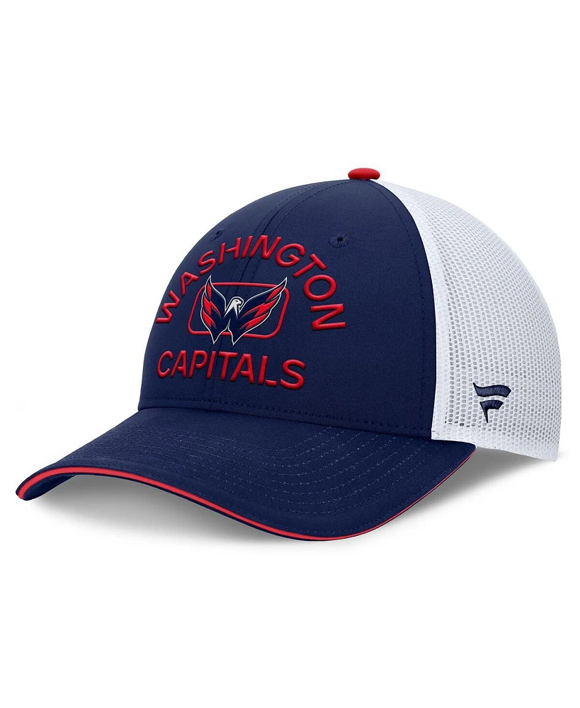 Fanatics Men's Navy/White Washington Capitals Authentic Pro Rink Trucker Hat