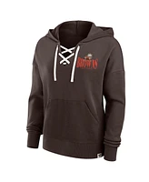 Fanatics Women's Brown Cleveland Browns Blitz Left Lace-Up Pullover Hoodie