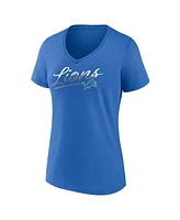 Fanatics Women's Blue Detroit Lions Slice Script V-Neck T-Shirt