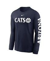 Nike Men's Navy Arizona Wildcats Basketball Icon Two-Hit Long Sleeve T-Shirt