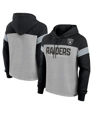 Fanatics Women's Heather Gray/Black Las Vegas Raiders Bold Play Call Pullover Hoodie