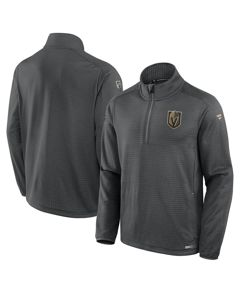 Fanatics Men's Gray Vegas Golden Knights Authentic Pro Rink Quarter-Zip Jacket