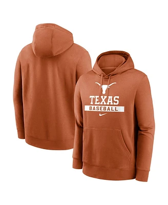 Nike Men's Burnt Orange Texas Longhorns Baseball Stack Club Fleece Pullover Hoodie