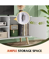Wlive Mid-Century Modern Tv Stand for 55" Entertainment Center with Storage Open Shelves Console Living Room and Bedroom