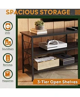 Wlive Tv Stand for 65 70 inch Entertainment Center with Storage Industrial Console Living Room Long 63" Cabinet Metal Frame