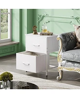 Wlive Nightstand 2 Drawer Dresser for Bedroom Small with Drawers Bedside Furniture Night Stand End Table Fabric Bins Closet