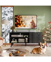 Wlive Mid-Century Modern Tv Stand for 55" Entertainment Center with Storage Open Shelves Console Living Room and Bedroom