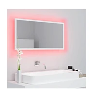 vidaXL Led Bathroom Mirror White 35.4"x3.3"x14.6" Acrylic