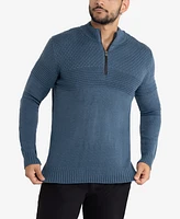 X-Ray Men's Mock Neck Texture Quarter Zip Knitted Sweater